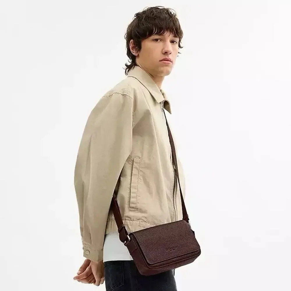 NWT Coach Jack Small Flap Crossbody Bag Soft pebble leather cew73 Silver/Maple